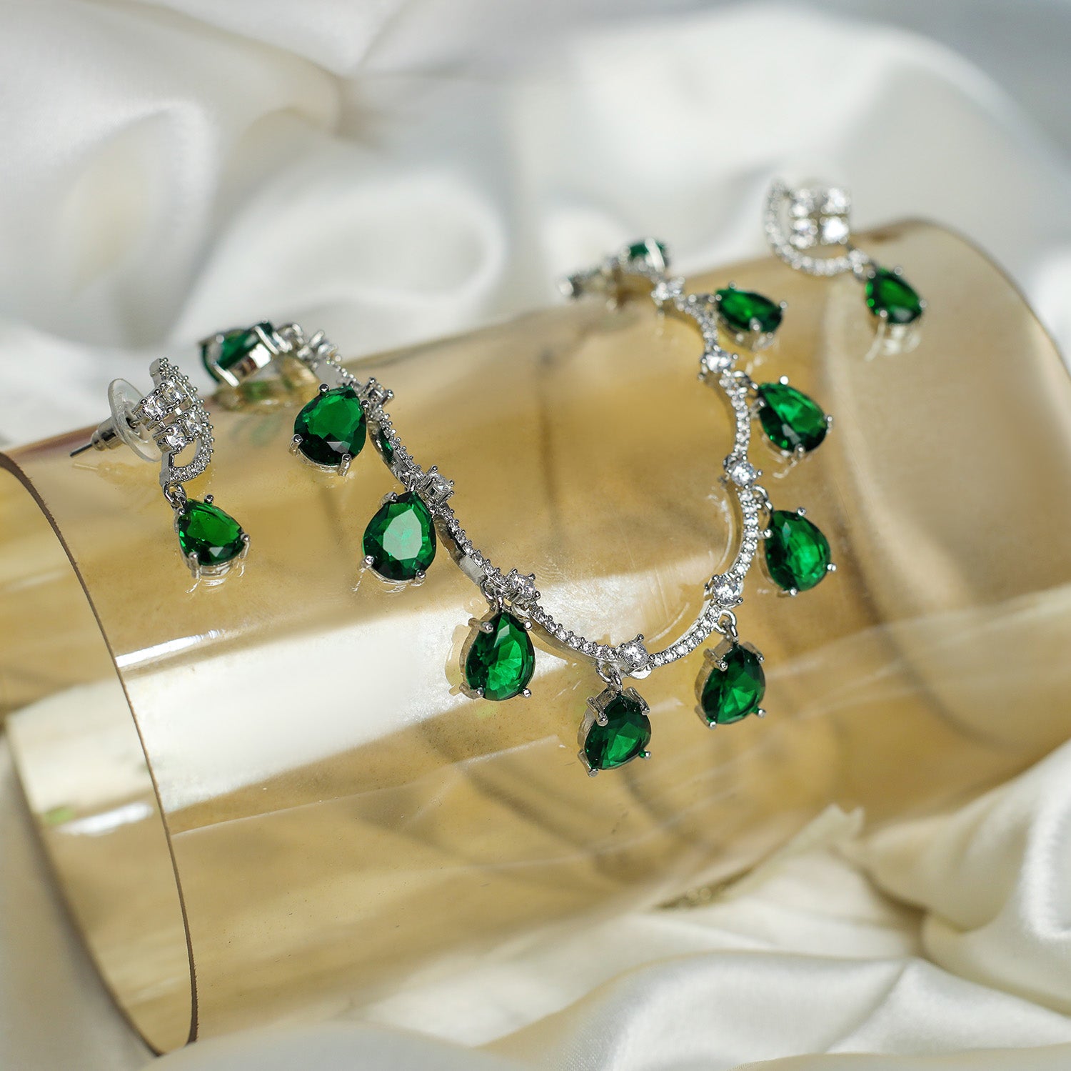 Multicolor Teardrop Stone Necklace Set for Girls & Women's
