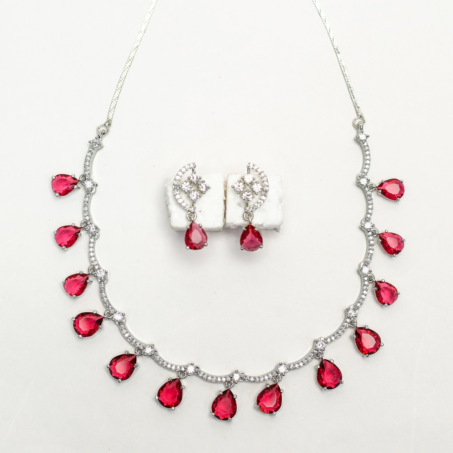 Multicolor Teardrop Stone Necklace Set for Girls & Women's