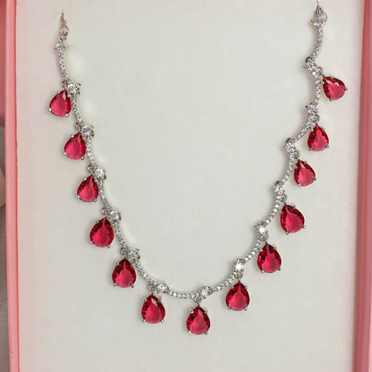 Multicolor Teardrop Stone Necklace Set for Girls & Women's