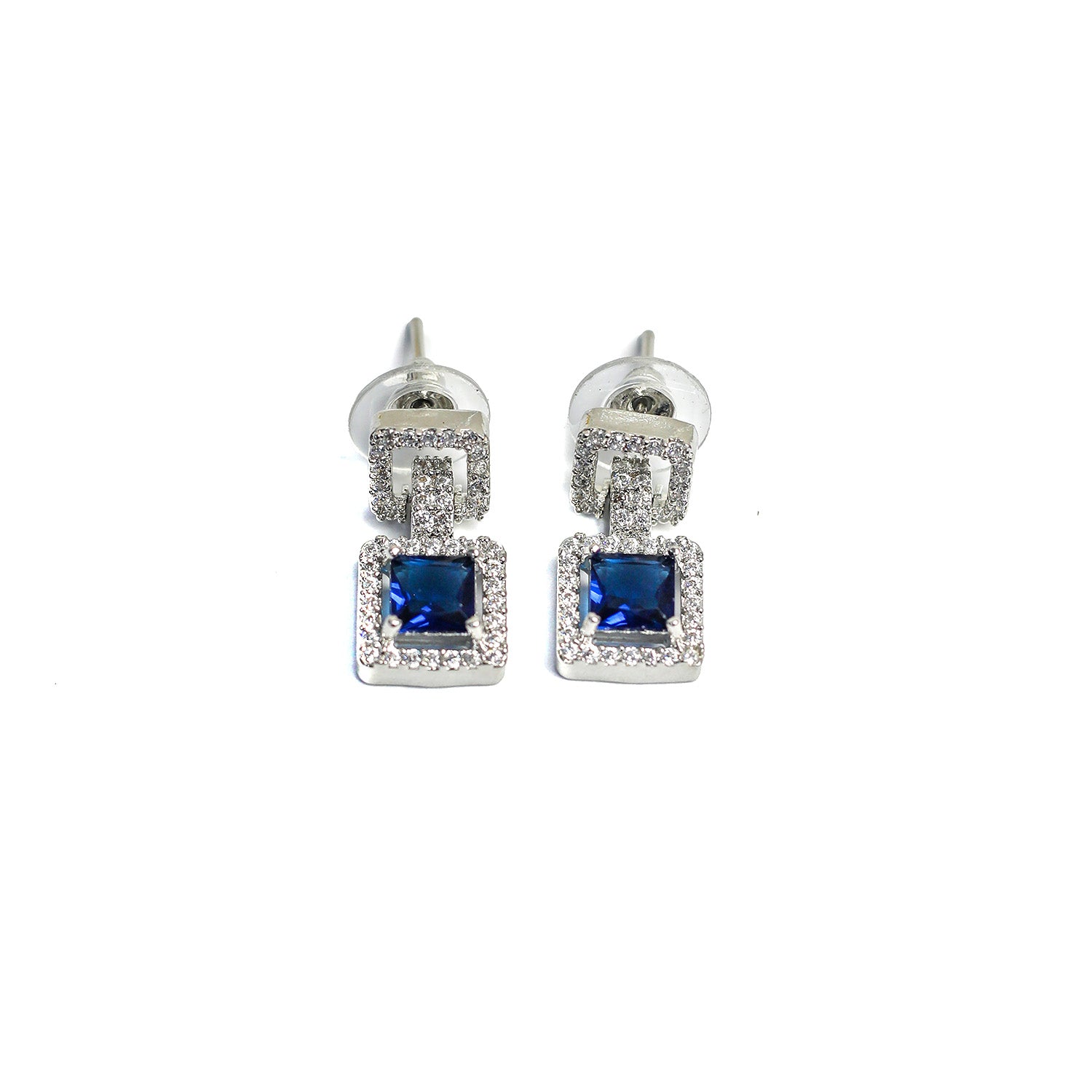 Sapphire-Style Square Stone Necklace Set for Girls & Women's