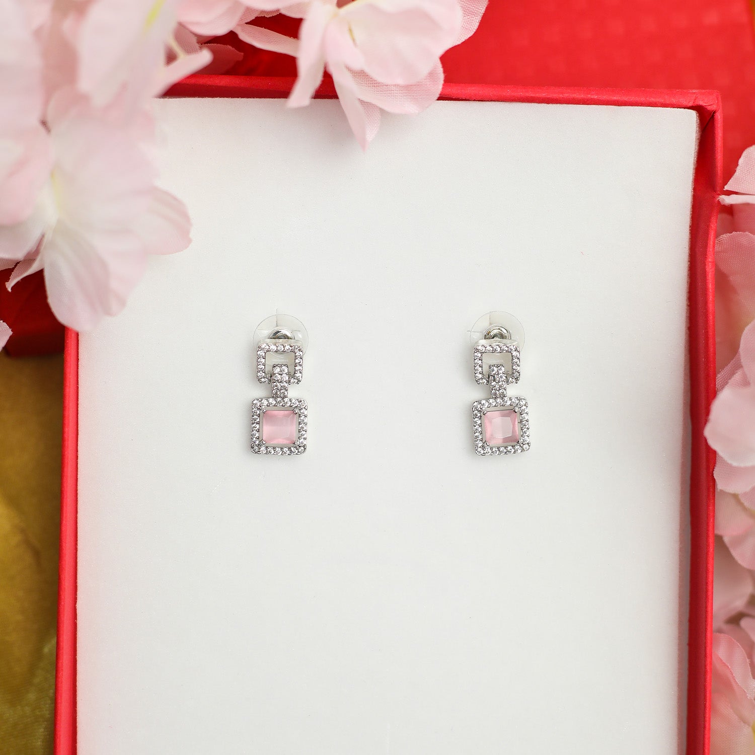 Sapphire-Style Square Stone Necklace Set for Girls & Women's