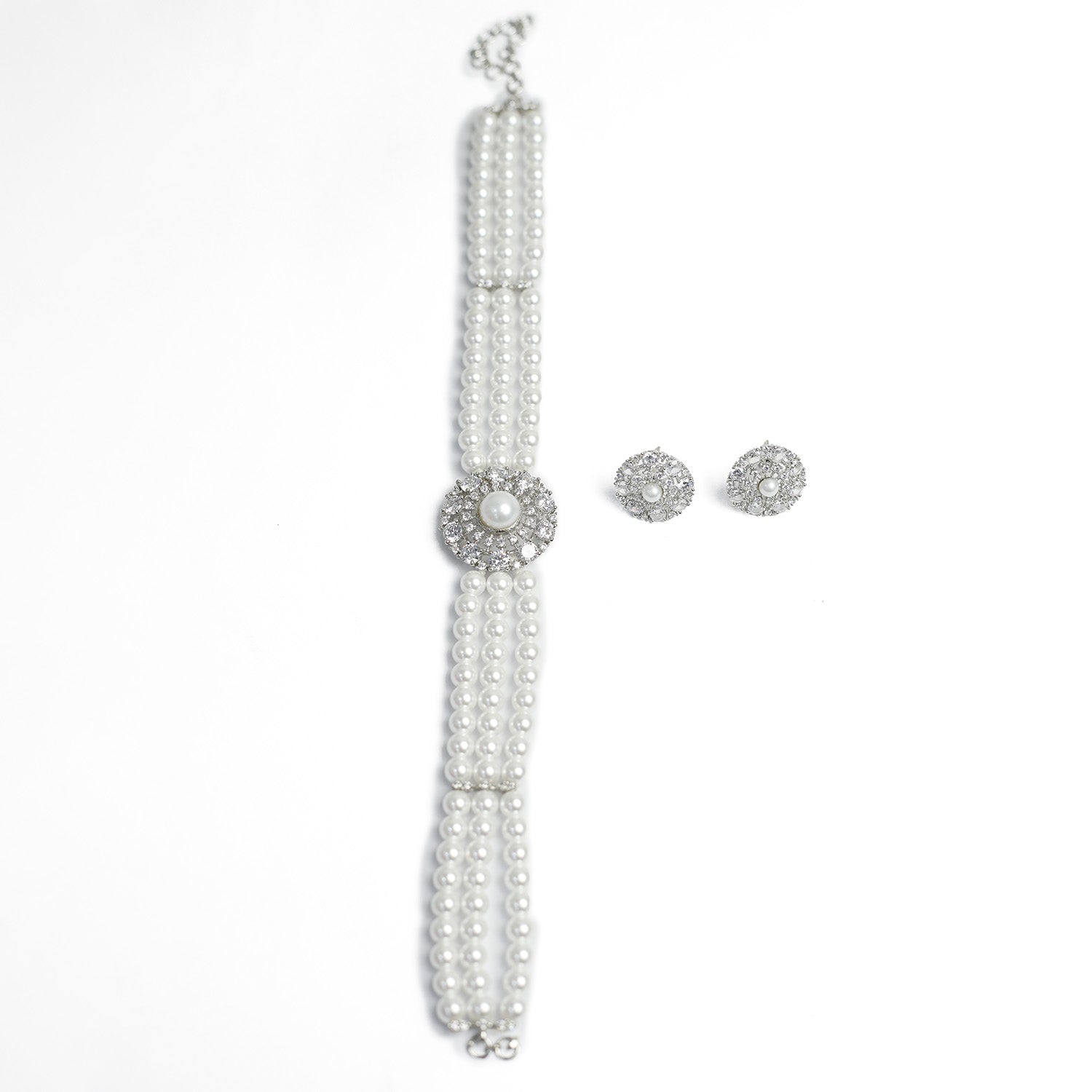 Multi-Strand Pearl Choker Necklace Set for Girls & Women's