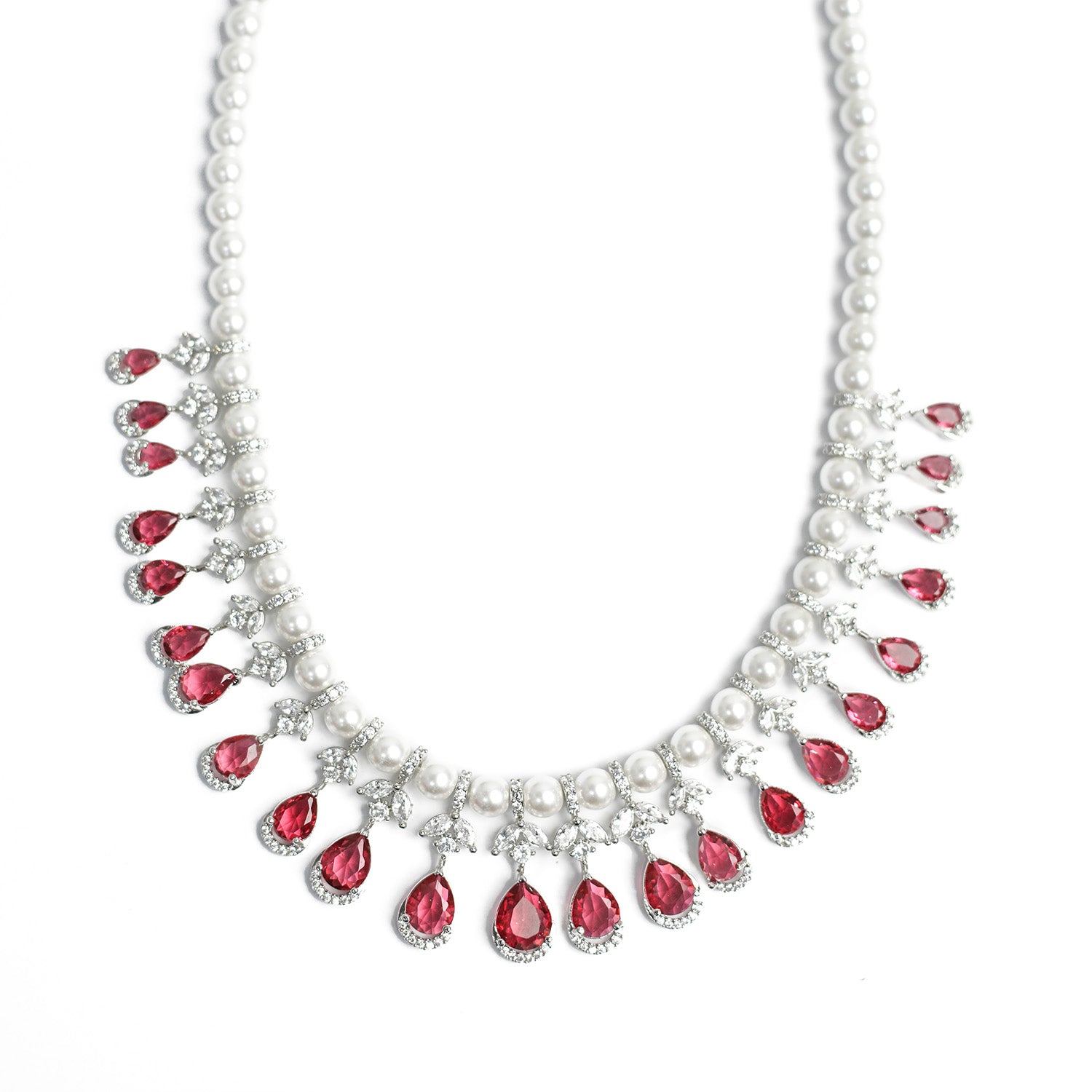 AD Pearl Studded Teardrop Round Pendant for Girls & Women's
