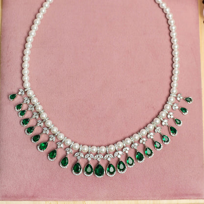 AD Pearl Studded Teardrop Round Pendant for Girls & Women's