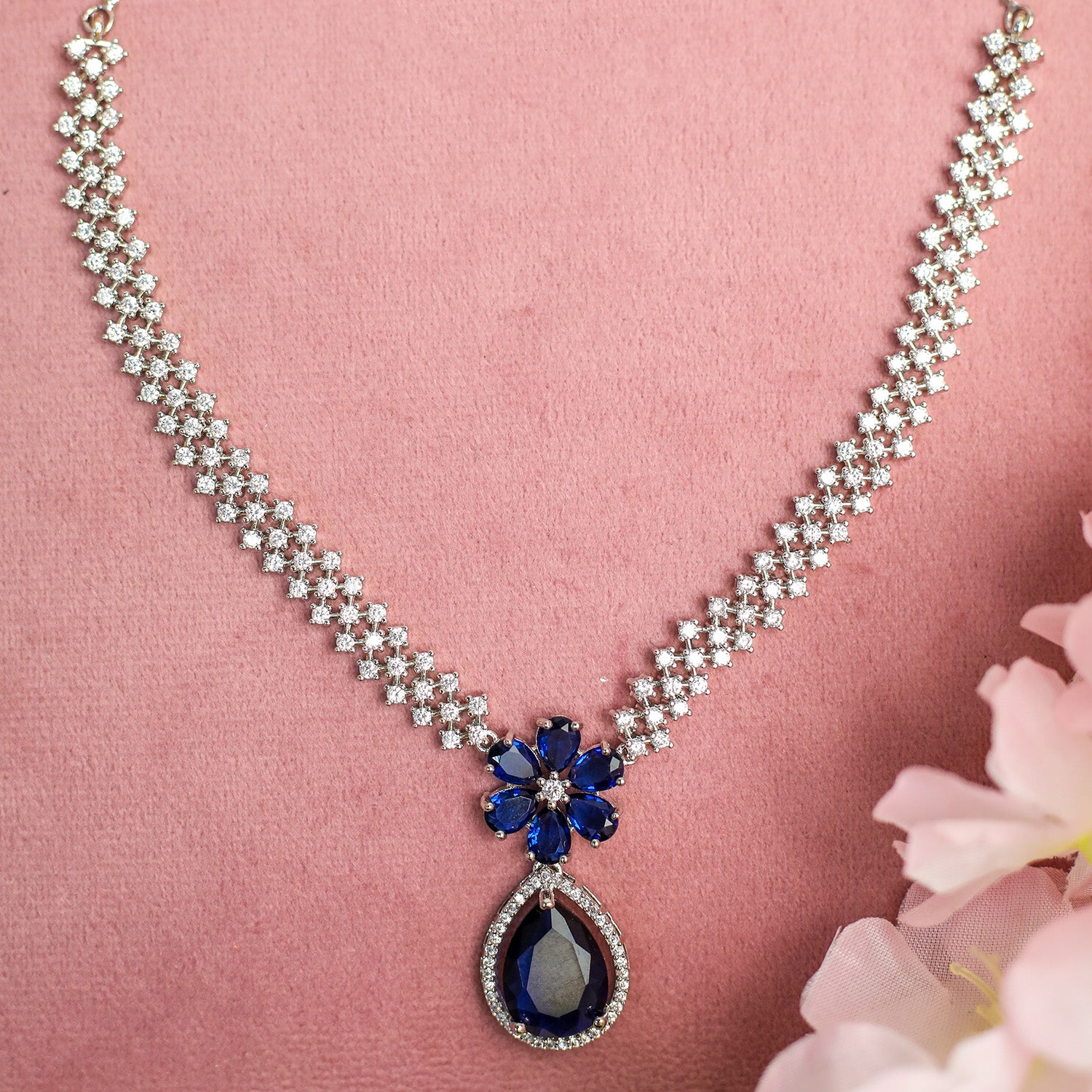 Striking Floral Lightning AD Stones Necklace for Girls & Women's