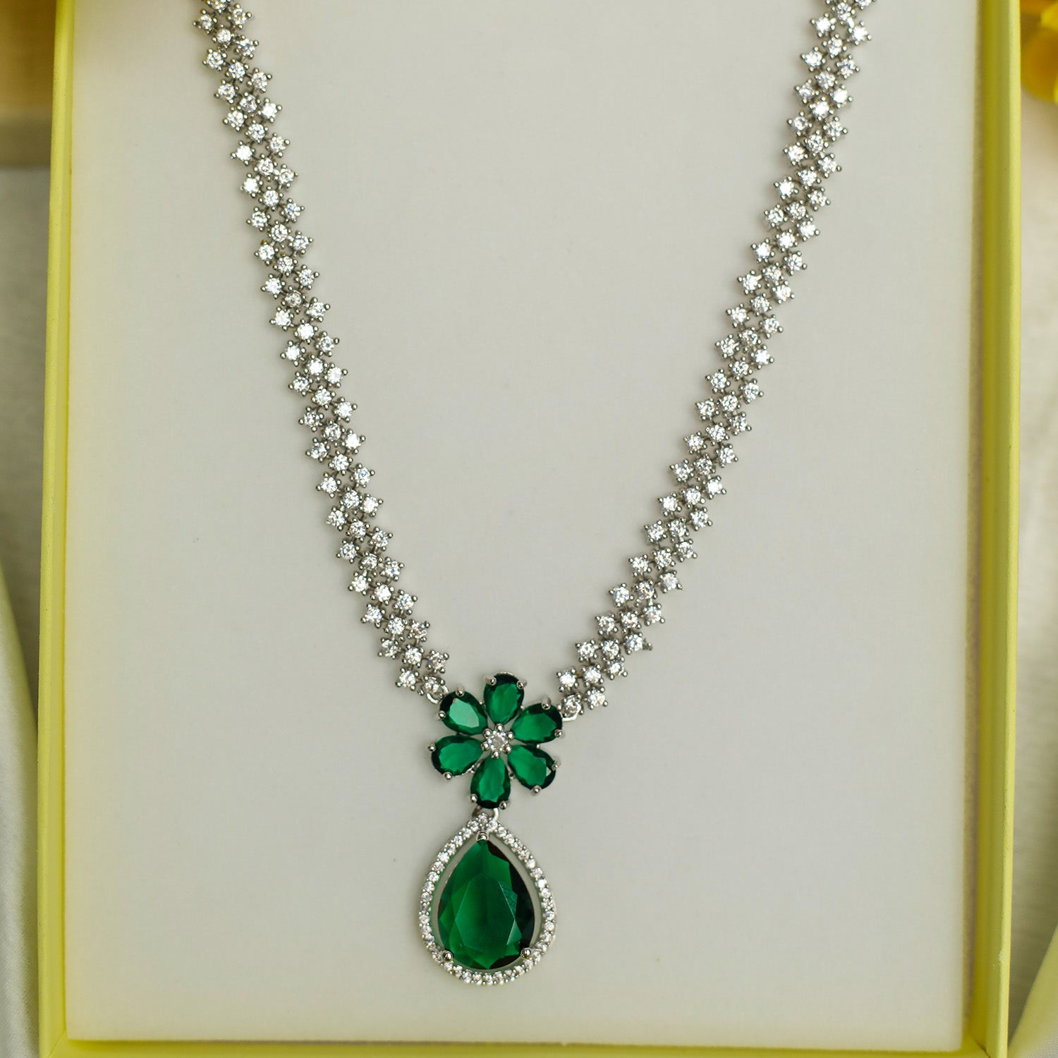 Striking Floral Lightning AD Stones Necklace for Girls & Women's