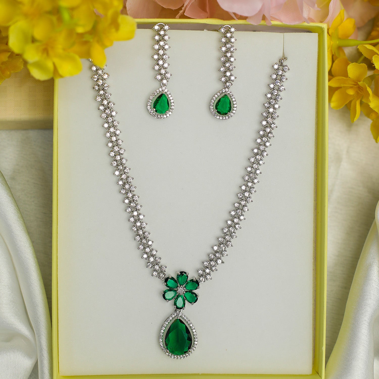 Striking Floral Lightning AD Stones Necklace for Girls & Women's
