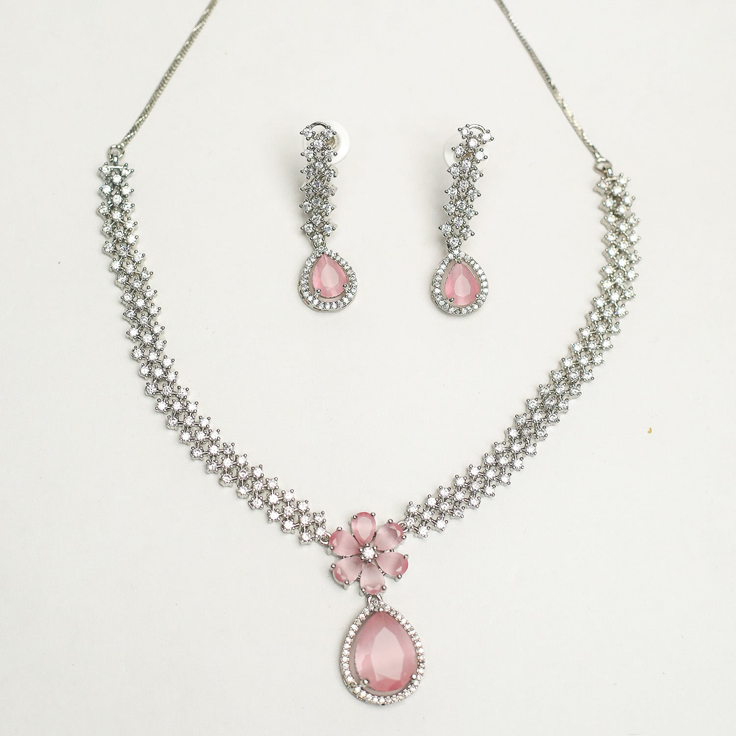 Striking Floral Lightning AD Stones Necklace for Girls & Women's