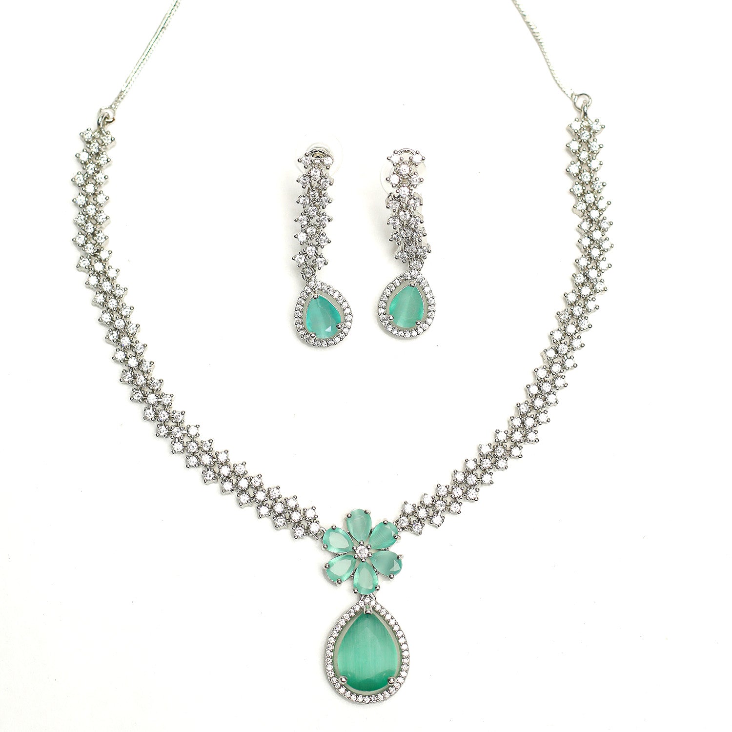 Striking Floral Lightning AD Stones Necklace for Girls & Women's