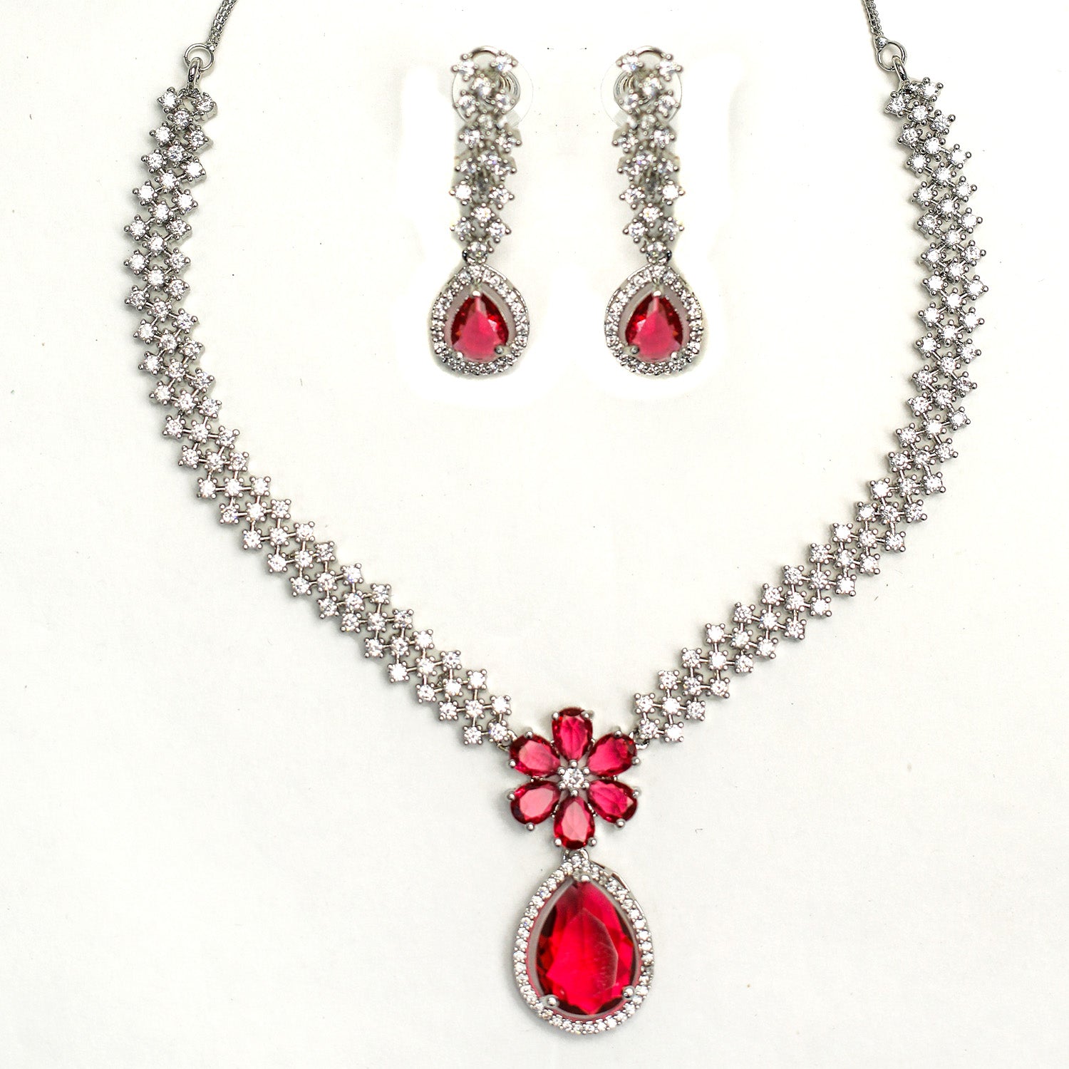 Striking Floral Lightning AD Stones Necklace for Girls & Women's