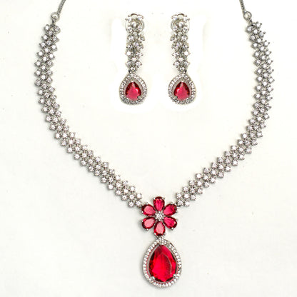 Striking Floral Lightning AD Stones Necklace for Girls & Women's
