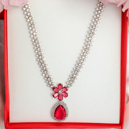 Striking Floral Lightning AD Stones Necklace for Girls & Women's