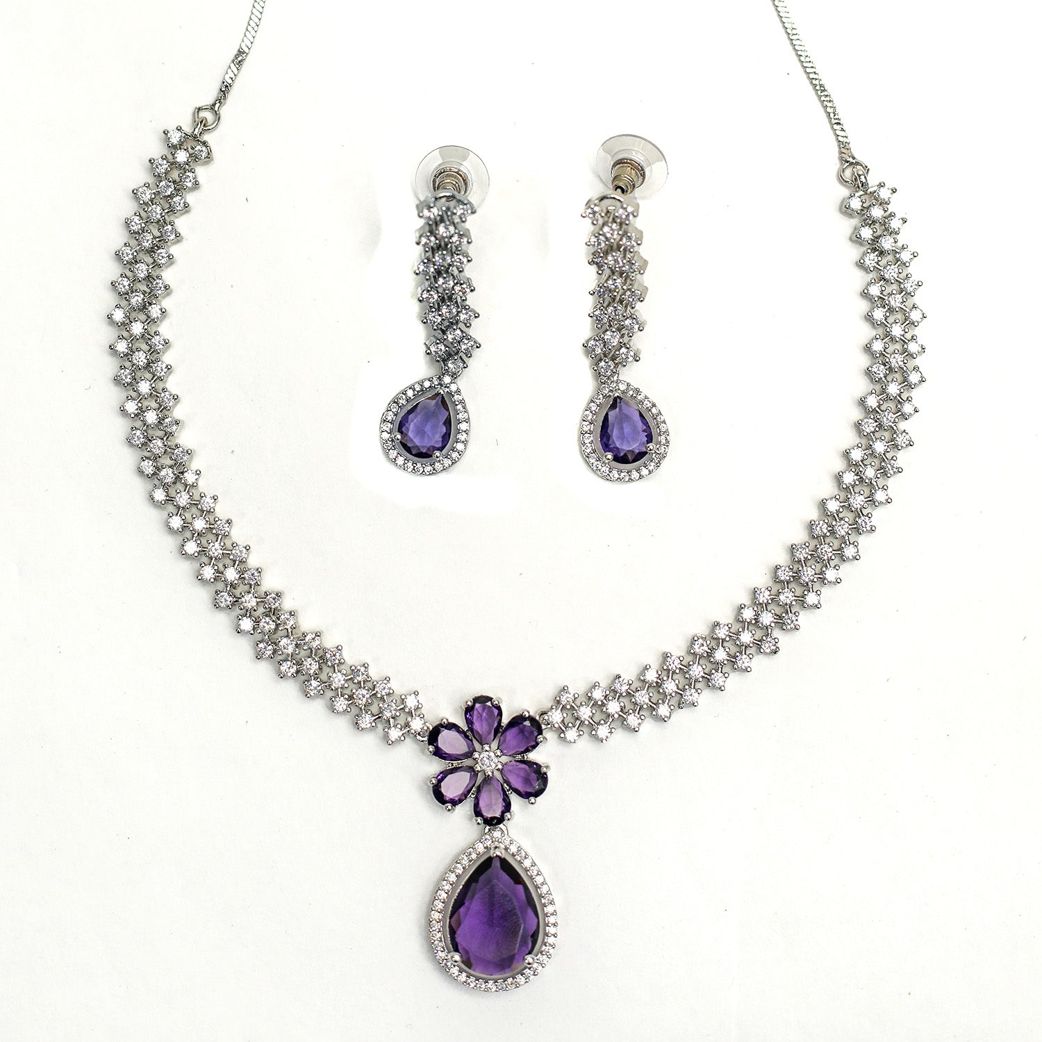 Striking Floral Lightning AD Stones Necklace for Girls & Women's