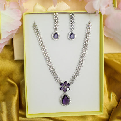 Striking Floral Lightning AD Stones Necklace for Girls & Women's
