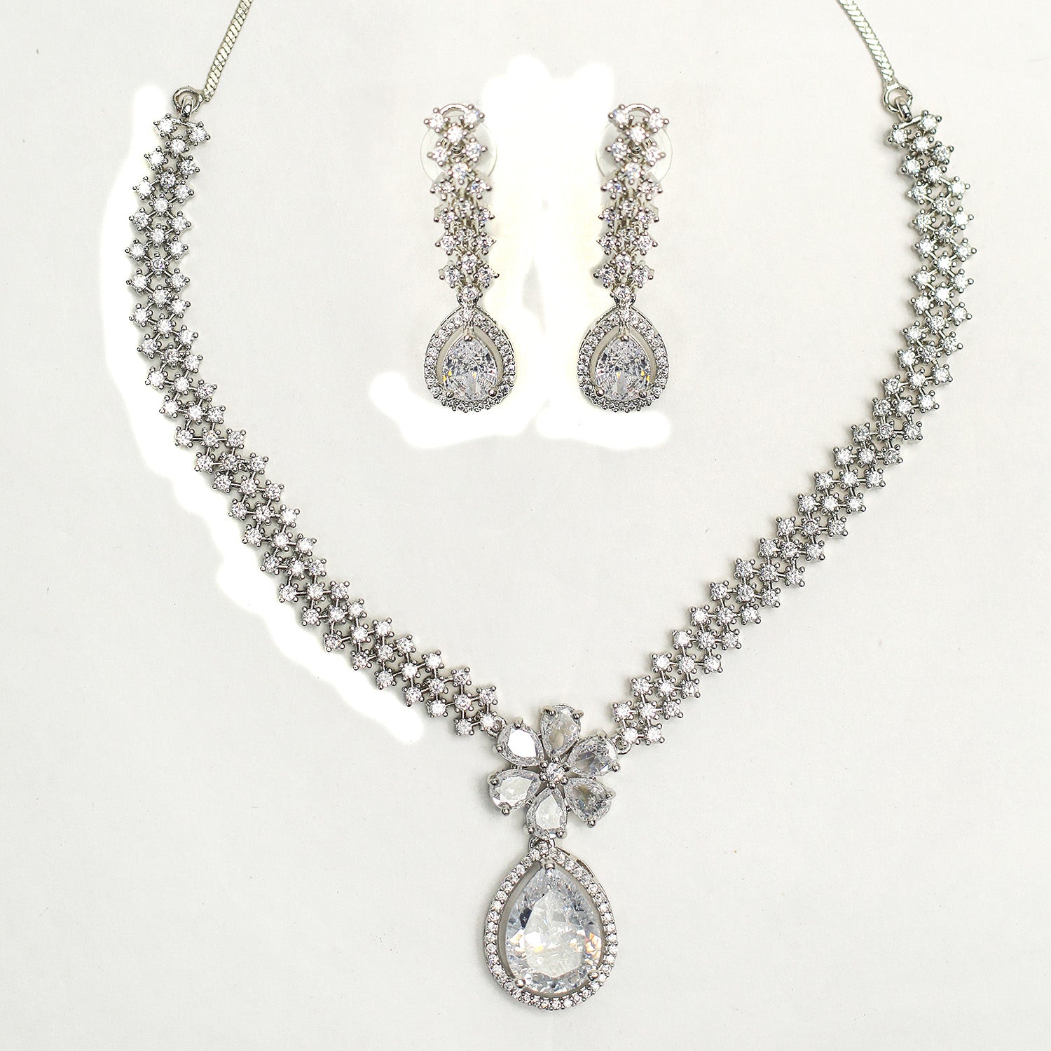 Striking Floral Lightning AD Stones Necklace for Girls & Women's
