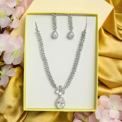 Striking Floral Lightning AD Stones Necklace for Girls & Women's