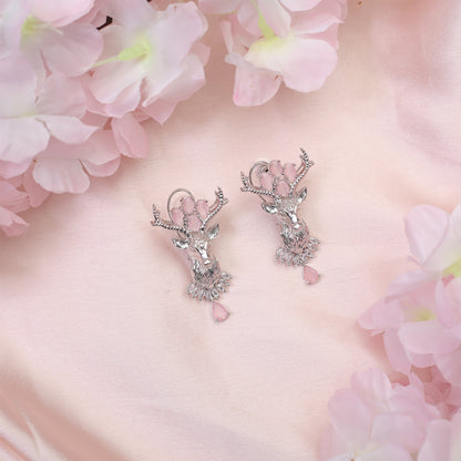 Deer Statement Ad Stone Necklace Set with Matching Earrings