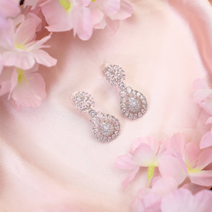 Glamour's Floral AD Stone Statement Necklace Set with Earrings