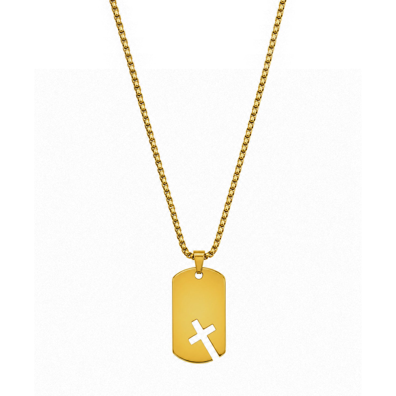 Dog Tag Cut-Out Cross Pattern Pendant For Men & Boys