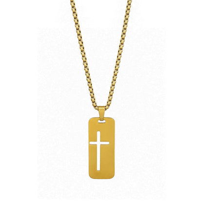 Filled Cross Cutout Rectangular Pattern Pendant For Men & Boys