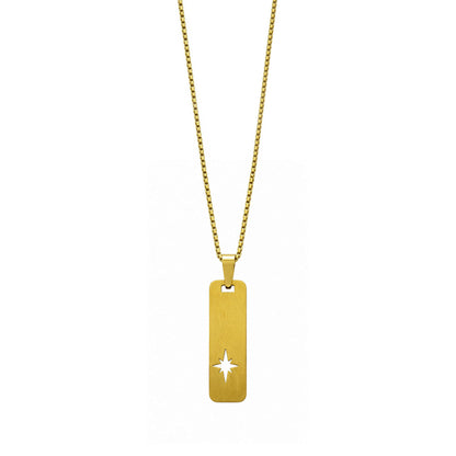North Star Rectangular Cutout Pattern Pendant For Men & Boys