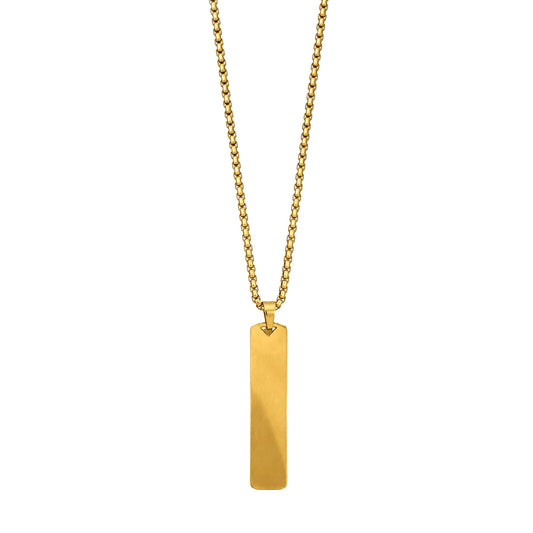 Fossil Drew Gold Tone Vertical ID Pendant For Men & Boys