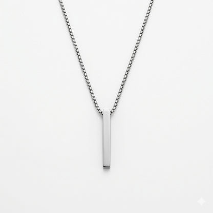 Stylish Sleek Vertical Bar Alloy Pendant With Chain For Men & Boys