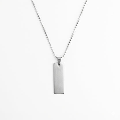 Stylish Blank Rectangular Bar Alloy Pendant With Chain For Men & Boys