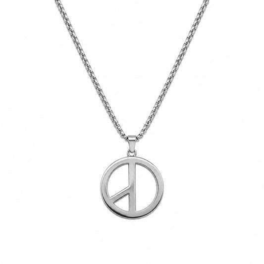 Stylish Hollow Peace Stainless Steel Pendant Chain For Men & Boys