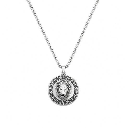 Stylish Lion Head Brass Pendant With Stainless Steel Chain For Men & Boys