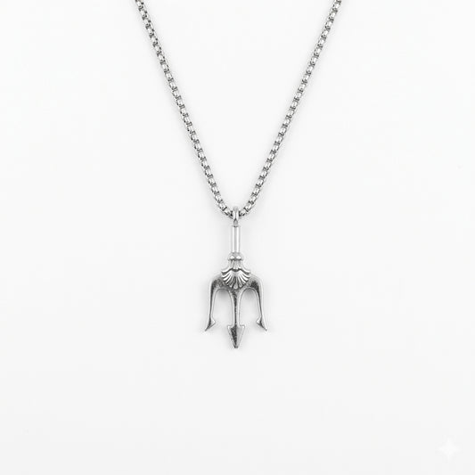 Stylish Trident/Trishul Brass Pendant With Stainless Steel Chain For Men & Boys