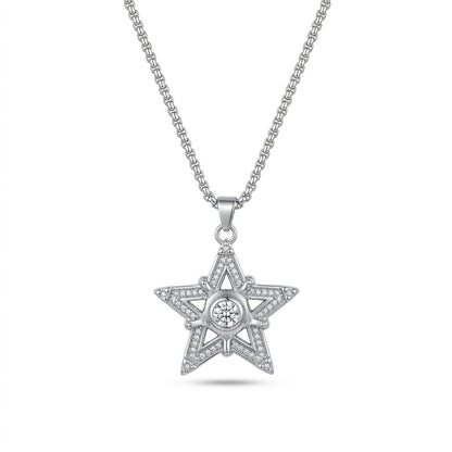 Stylish Star Central Hole Brass Pendant With Stainless Steel Chain For Men & Boys