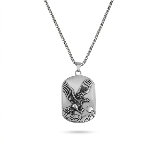 Mountain Eagle Brass Pendant With Stainless Steel Chain For Men & Boys
