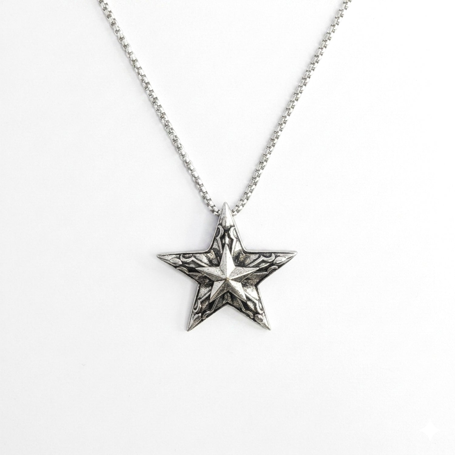 Double Flame Star Brass Pendant With Stainless Steel Chain For Men & Boys