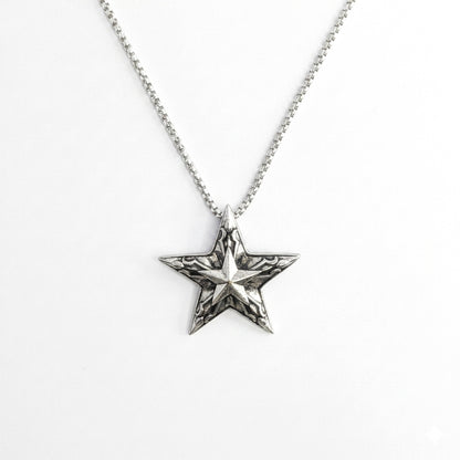 Double Flame Star Brass Pendant With Stainless Steel Chain For Men & Boys