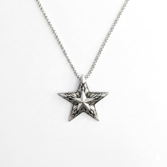 Double Flame Star Brass Pendant With Stainless Steel Chain For Men & Boys