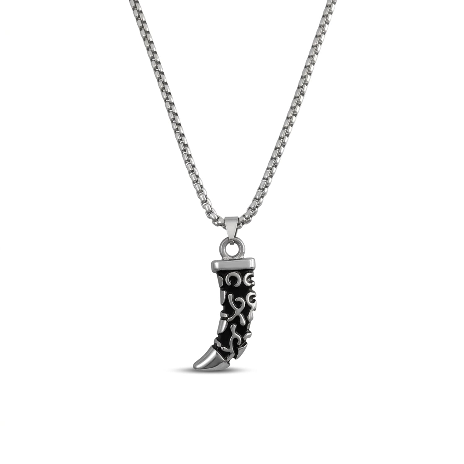 Wolf Tooth Design Brass Pendant With Stainless Steel Chain For Men & Boys