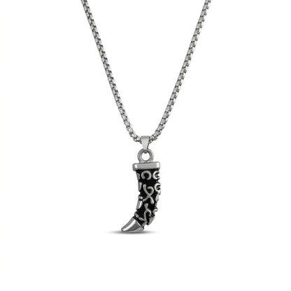Wolf Tooth Design Brass Pendant With Stainless Steel Chain For Men & Boys