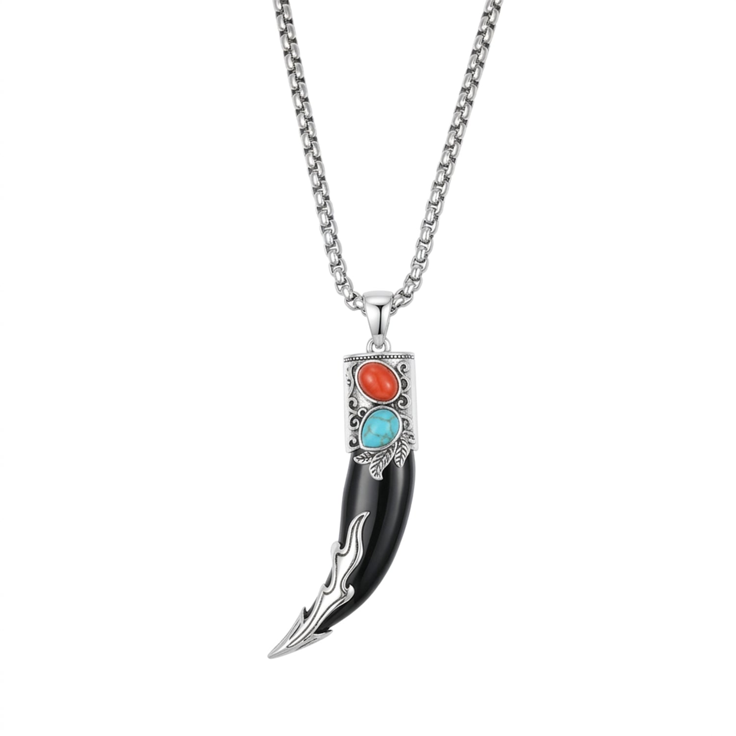 Ancient Tribal Horn Brass Pendant With Stainless Steel Chain For Men & Boys