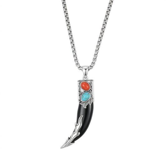 Ancient Tribal Horn Brass Pendant With Stainless Steel Chain For Men & Boys