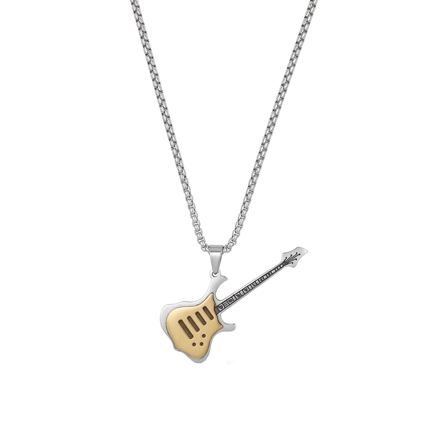 Stylish American Guitar Brass Pendant With Stainless Steel Chain For Men & Boys