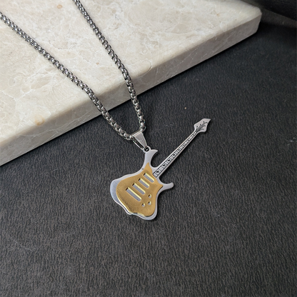 Stylish American Guitar Brass Pendant With Stainless Steel Chain For Men & Boys