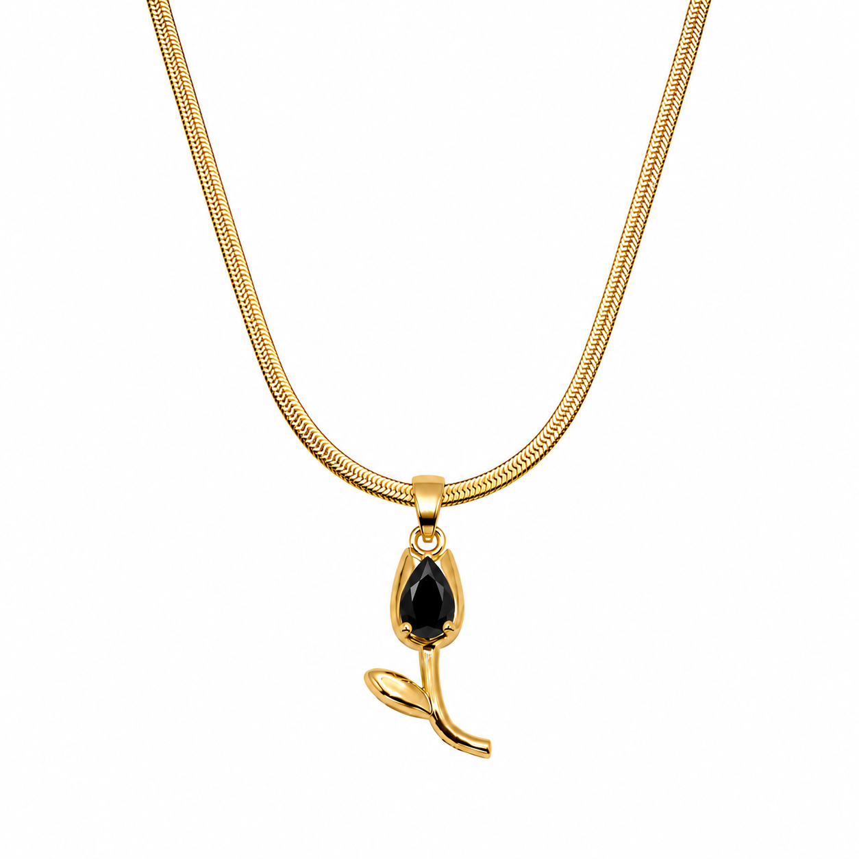 Tulip Teardrop Flower Pendant Necklace For Girls & Women's
