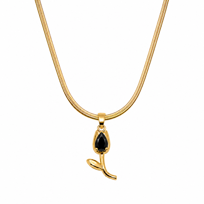 Tulip Teardrop Flower Pendant Necklace For Girls & Women's