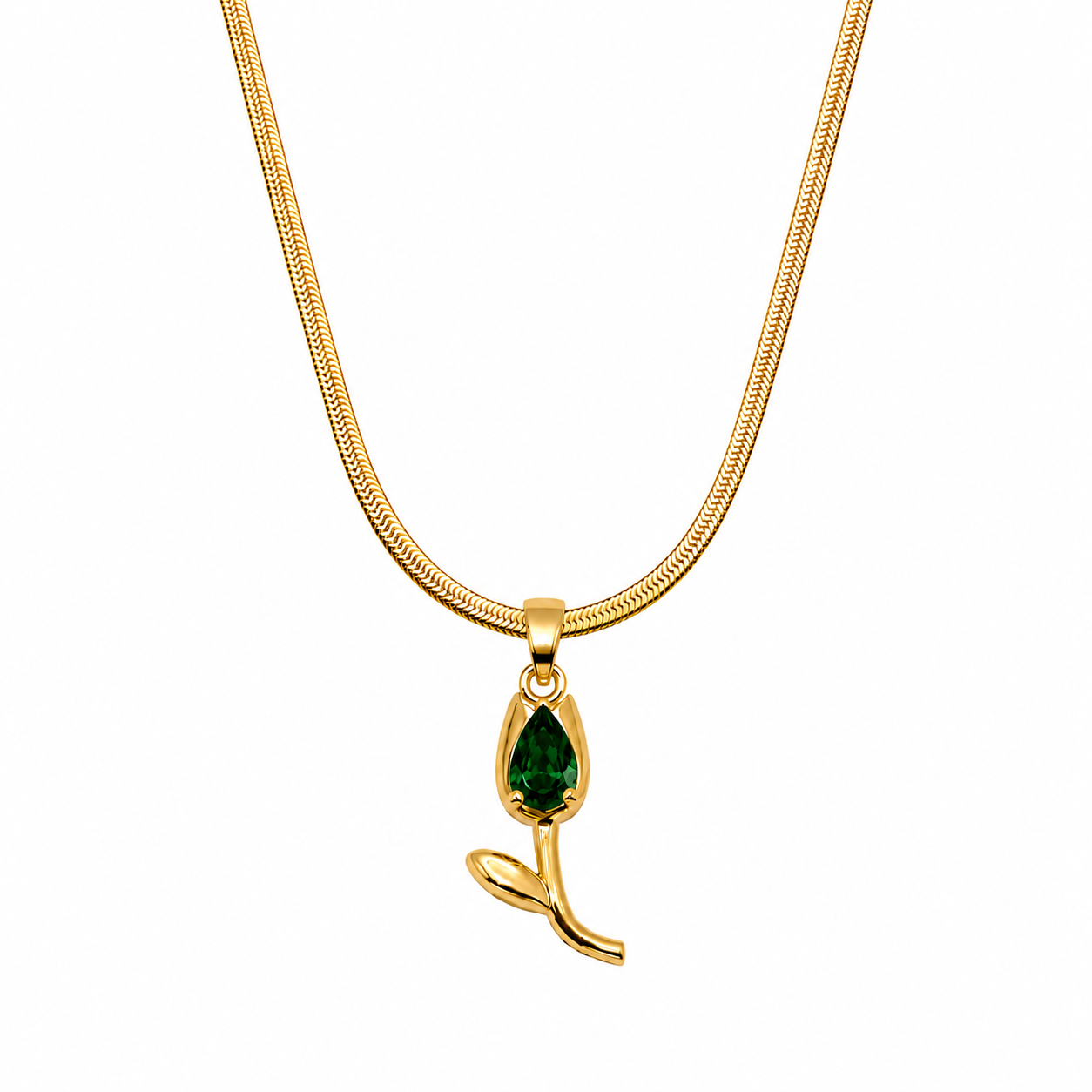 Tulip Teardrop Flower Pendant Necklace For Girls & Women's