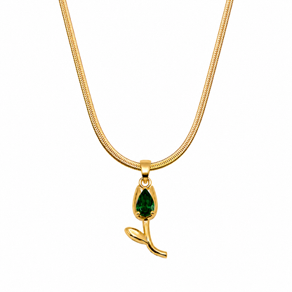 Tulip Teardrop Flower Pendant Necklace For Girls & Women's