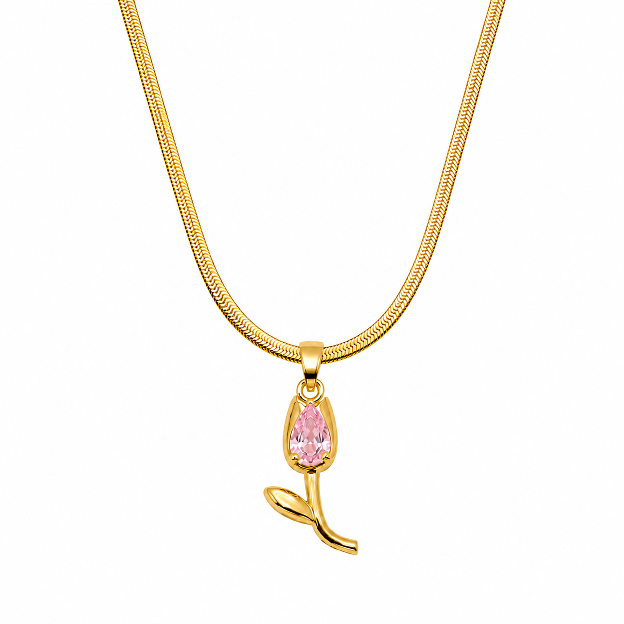 Tulip Teardrop Flower Pendant Necklace For Girls & Women's