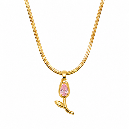 Tulip Teardrop Flower Pendant Necklace For Girls & Women's