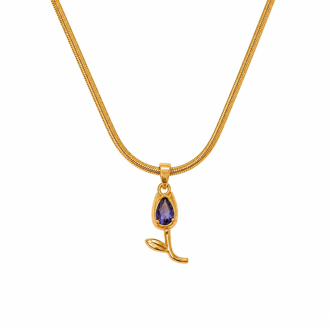 Tulip Teardrop Flower Pendant Necklace For Girls & Women's