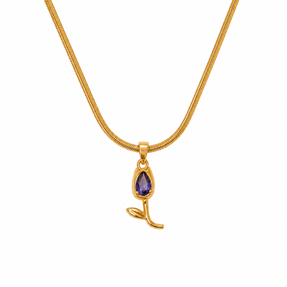 Tulip Teardrop Flower Pendant Necklace For Girls & Women's